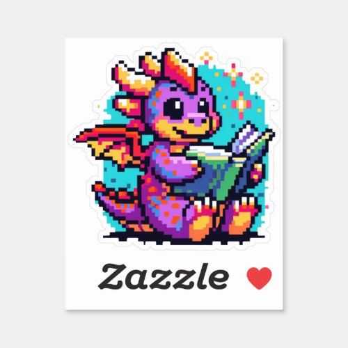 Literary Dragon 8_Bit Bookworm Fantasy Sticker