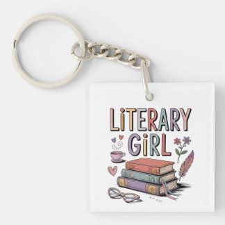 Literary Girl Grocery Tote Bag, Book Lover Tote Keychain