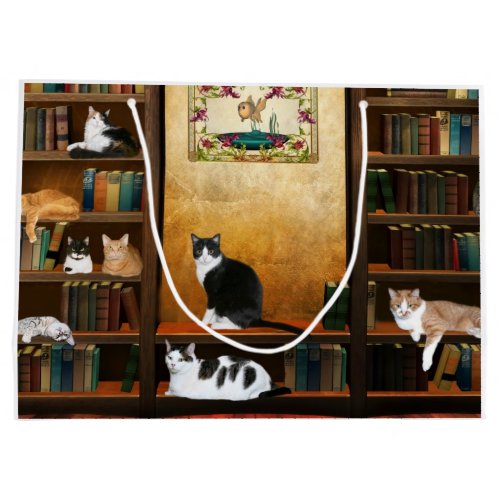 Literary kitty cats large gift bag
