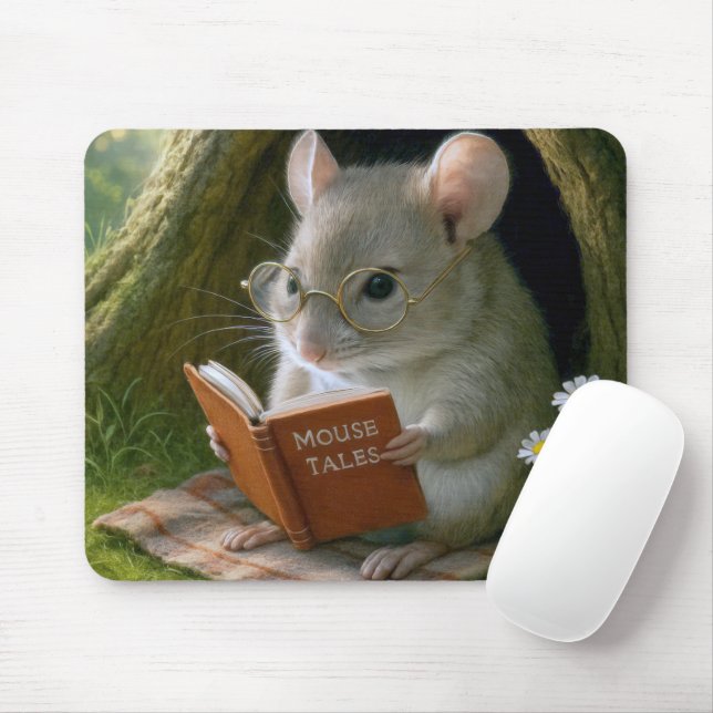 Literary Mouse In a Cozy Tree Hole Mouse Pad (With Mouse)
