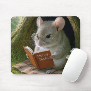 Literary Mouse In a Cozy Tree Hole Pad