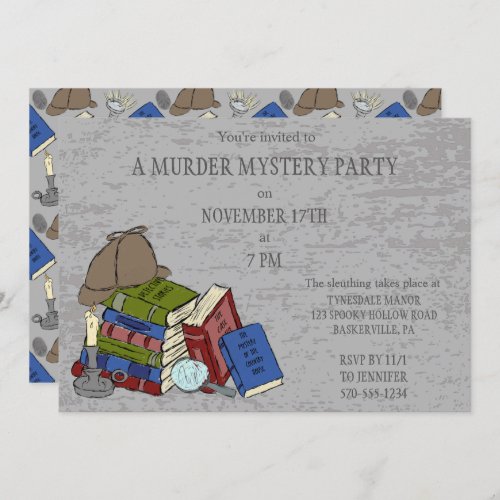 Literary Murder Mystery Dinner Party Invitation