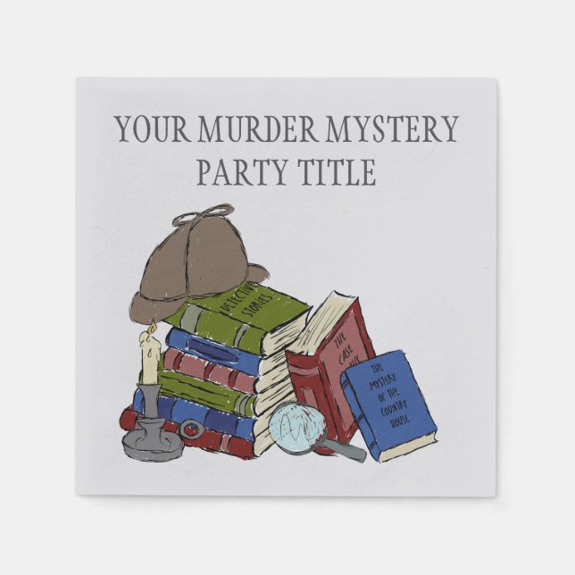 Literary Murder Mystery Dinner Party Napkins (Front)