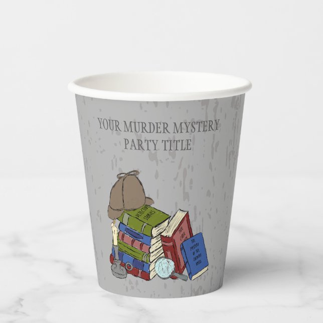 Literary Murder Mystery Dinner Party Paper Cups (Front)