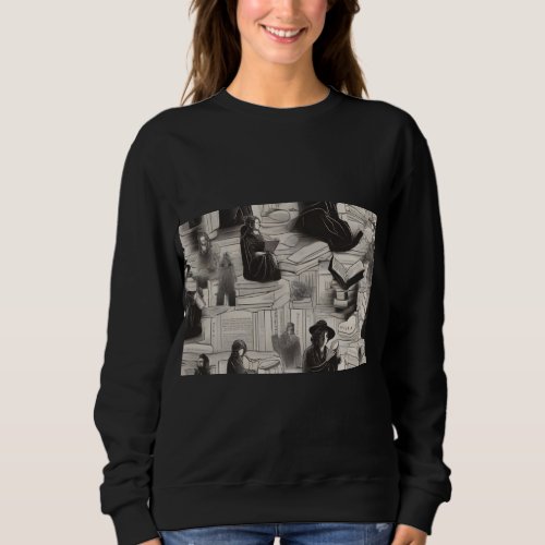 Literary Strokes A Black and White Ode to Classic Sweatshirt