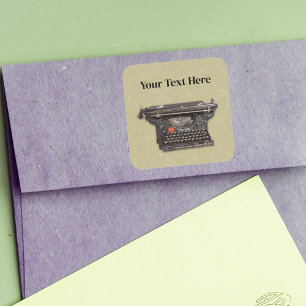 Literary Themed Vintage Black typewriter on Tan Square Sticker