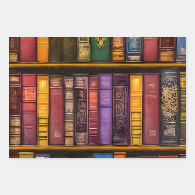 Literary Treasures - Classic Old Books Wrapping Paper Sheets (Front)