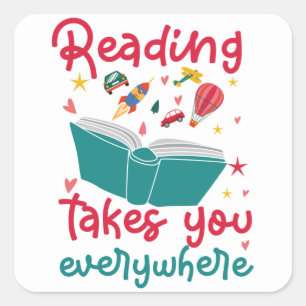 Literature Reading In A World Of Bookworms Be A Square Sticker