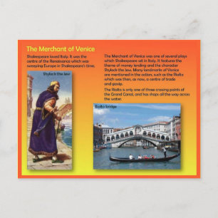Literature, Shakespeare, Merchant of Venice Postcard