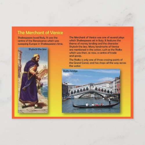 Literature Shakespeare Merchant of Venice Postcard