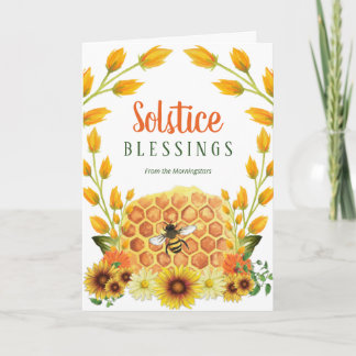Litha Summer Solstice Floral Honey Bee Sunflower Card