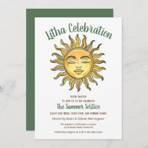 Litha Summer Solstice Smiling Yellow Sun Invitation