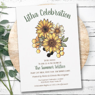 Litha Summer Solstice Sunflower Honeycomb Invitation