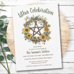 Litha Summer Solstice Sunflower Wreath Invitation