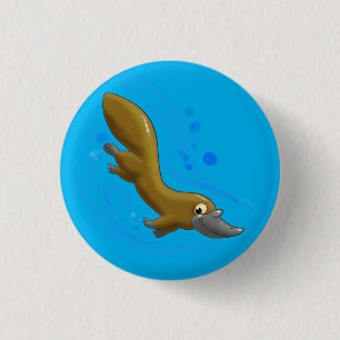 Lithe Little Cartoon Platypus Button