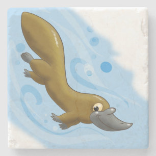 Lithe little cartoon platypus stone coaster