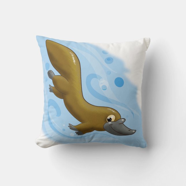 Lithe Platypus Throw Pillow (Front)