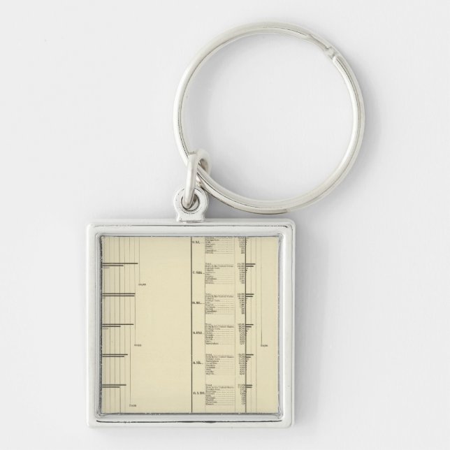 Lithographed chart of United States population Keychain (Front)