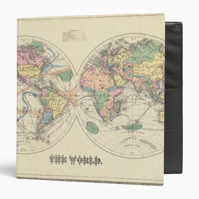 Lithographed World Map 3 Ring Binder (Front/Inside)