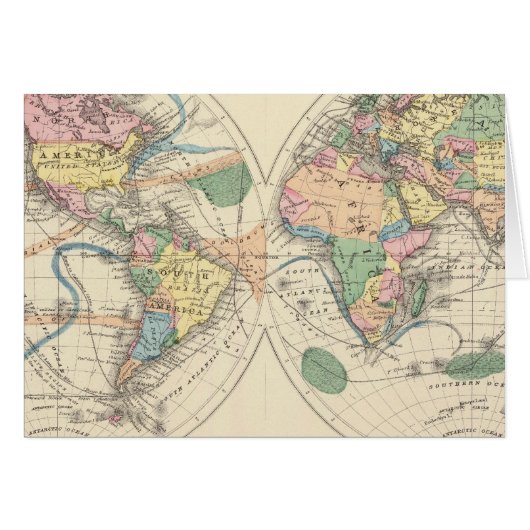 Lithographed World Map Cards (Front Horizontal)