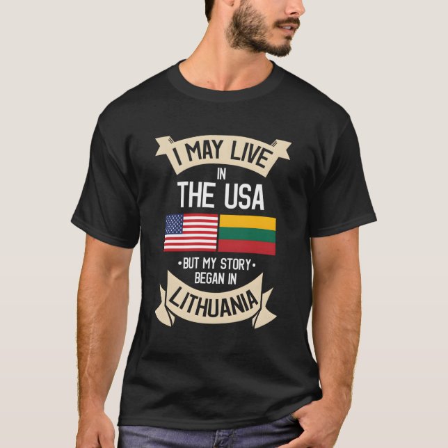 Lithuania American Flag Usa Lithuanian Roots Gifts T-Shirt (Front)