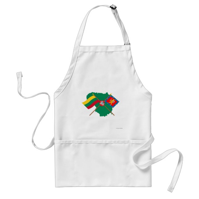 Lithuania and Taurage County Flags, Arms, Map Adult Apron (Front)