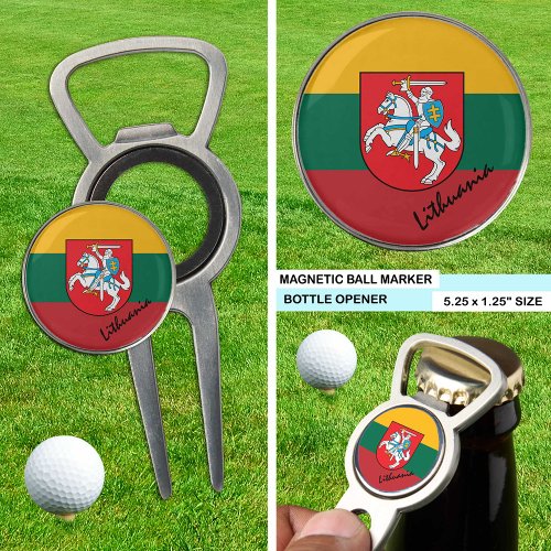 Lithuania bottle opener golf Lithuanian Flag Divot Tool