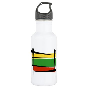 Lithuania Brush Flag Stainless Steel Water Bottle by representshop at Zazzle