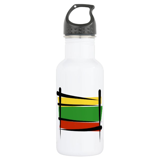 Lithuania Brush Flag Stainless Steel Water Bottle (Front)