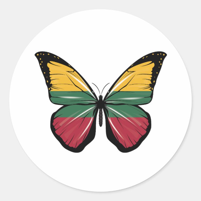 Lithuania Butterfly Flag Classic Round Sticker (Front)