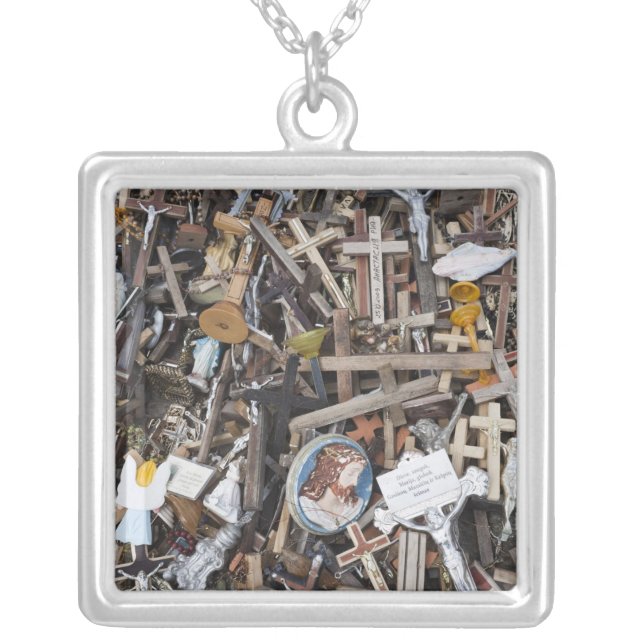 Lithuania, Central Lithuania, Siauliai, Hill 2 Silver Plated Necklace (Front)