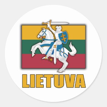 Lithuania Coat Of Arms Classic Round Sticker by allworldtees at Zazzle