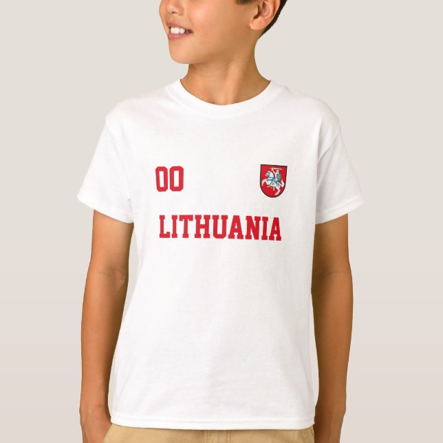 Lithuania Coat of Arms Name&Number Football Kids  T-Shirt (Front)