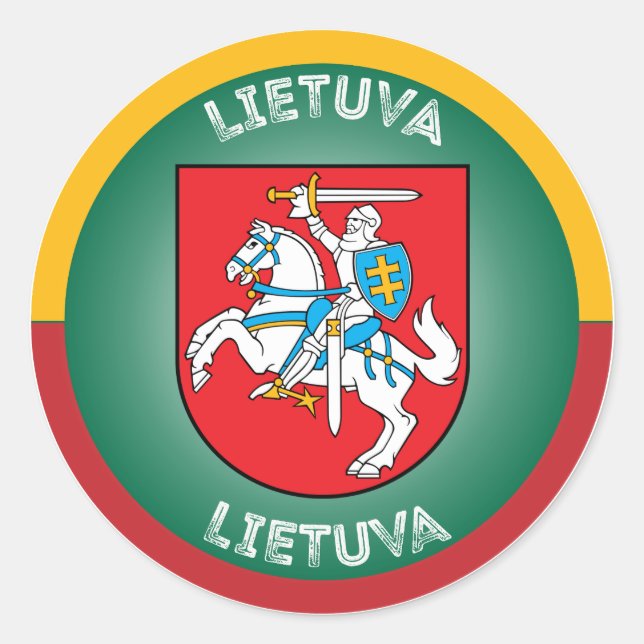 Lithuania Coat of Arms (Vytis) Circle Shape Classic Round Sticker (Front)