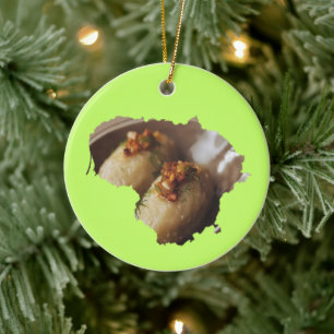 Lithuania Country Outline With Potato Dish Ceramic Ornament