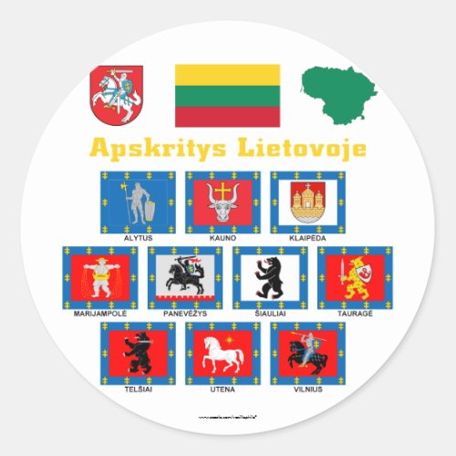 Lithuania County Flags Classic Round Sticker