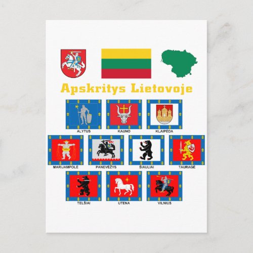 Lithuania County Flags Postcard