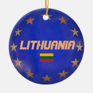 Lithuania E.U. Flag Christmas Ornaments