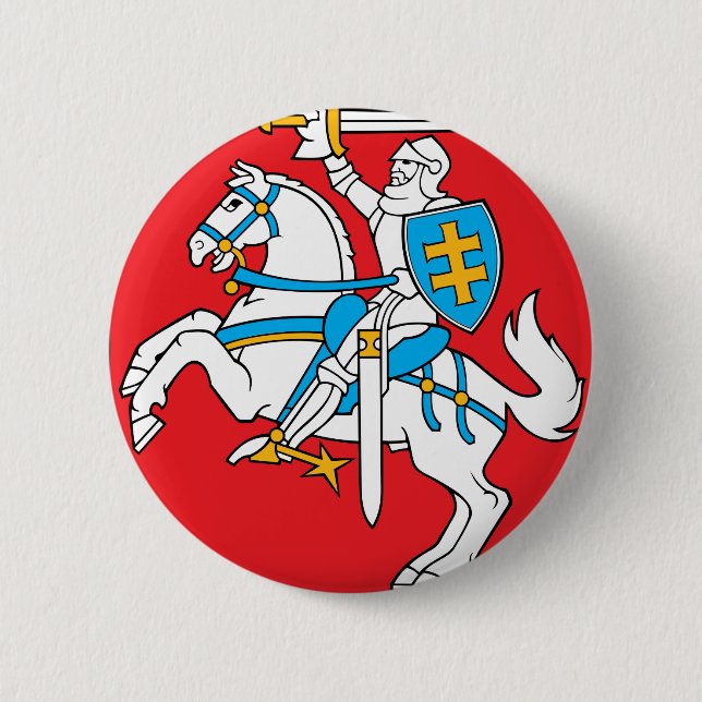 Lithuania Emblem - Coat of arms - Lietuvos Herbas Button (Front)