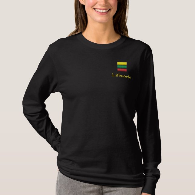 Lithuania Embroidered Long Sleeve T-Shirt (Front)