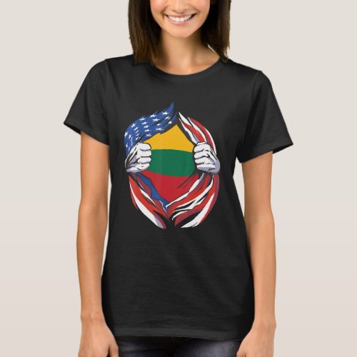 Lithuania Flag American Proud Of My Lithuanian Her T_Shirt