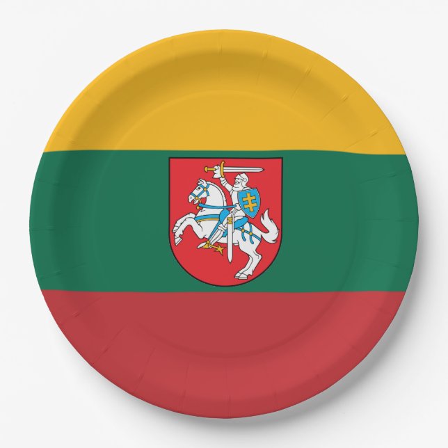 Lithuania flag-coat of arms    paper plates (Front)