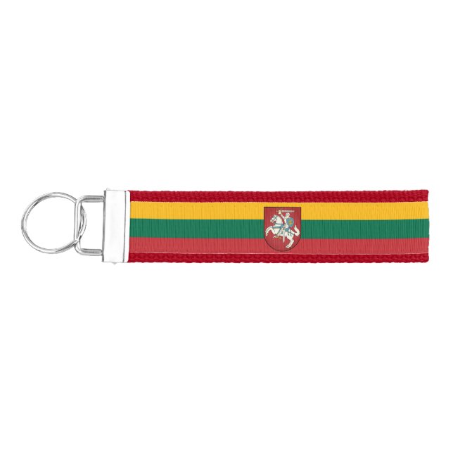 Lithuania flag/ coat of arms wrist keychain (Keys on Left)