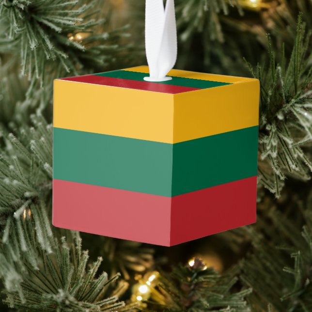 Lithuania flag cube ornament (Tree)