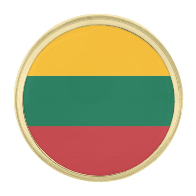 Lithuania Flag Gold Finish Lapel Pin (Front)