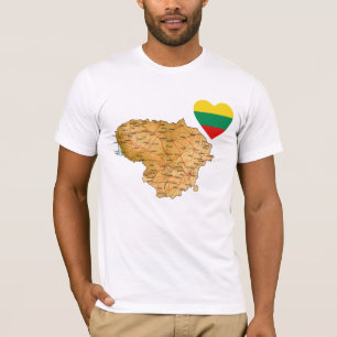 Lithuania Flag Heart and Map T-Shirt