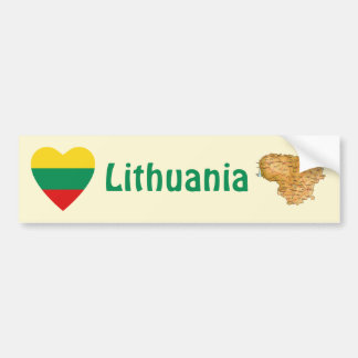 Lithuania Flag Heart + Map Bumper Sticker