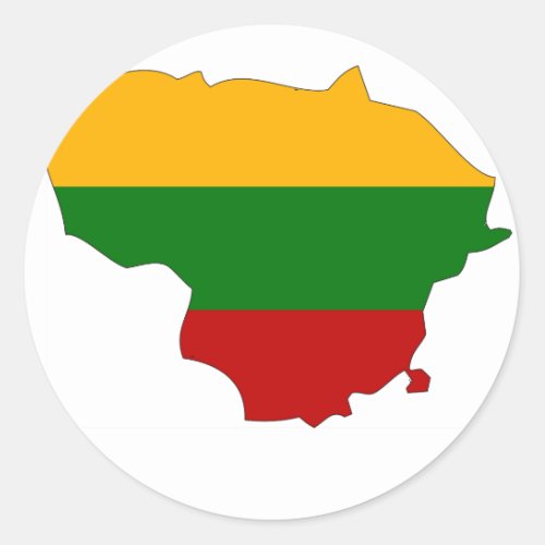 Lithuania flag map classic round sticker