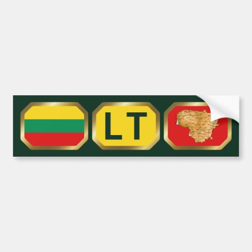 Lithuania Flag Map Code Bumper Sticker
