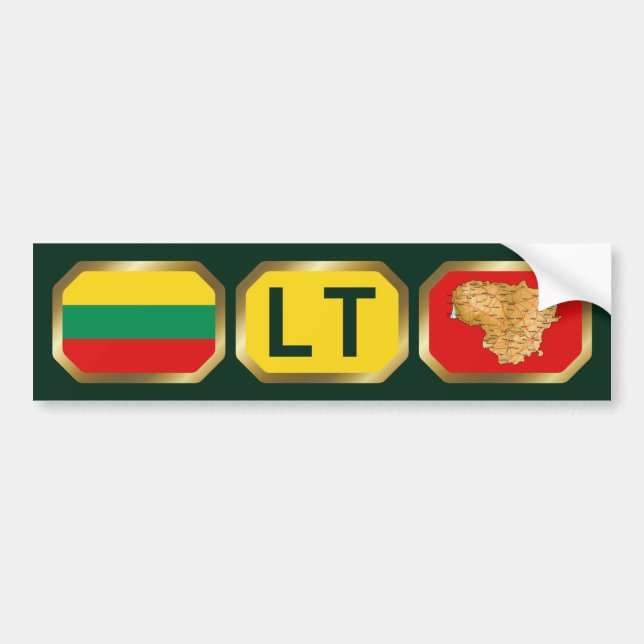 Lithuania Flag Map Code Bumper Sticker (Front)